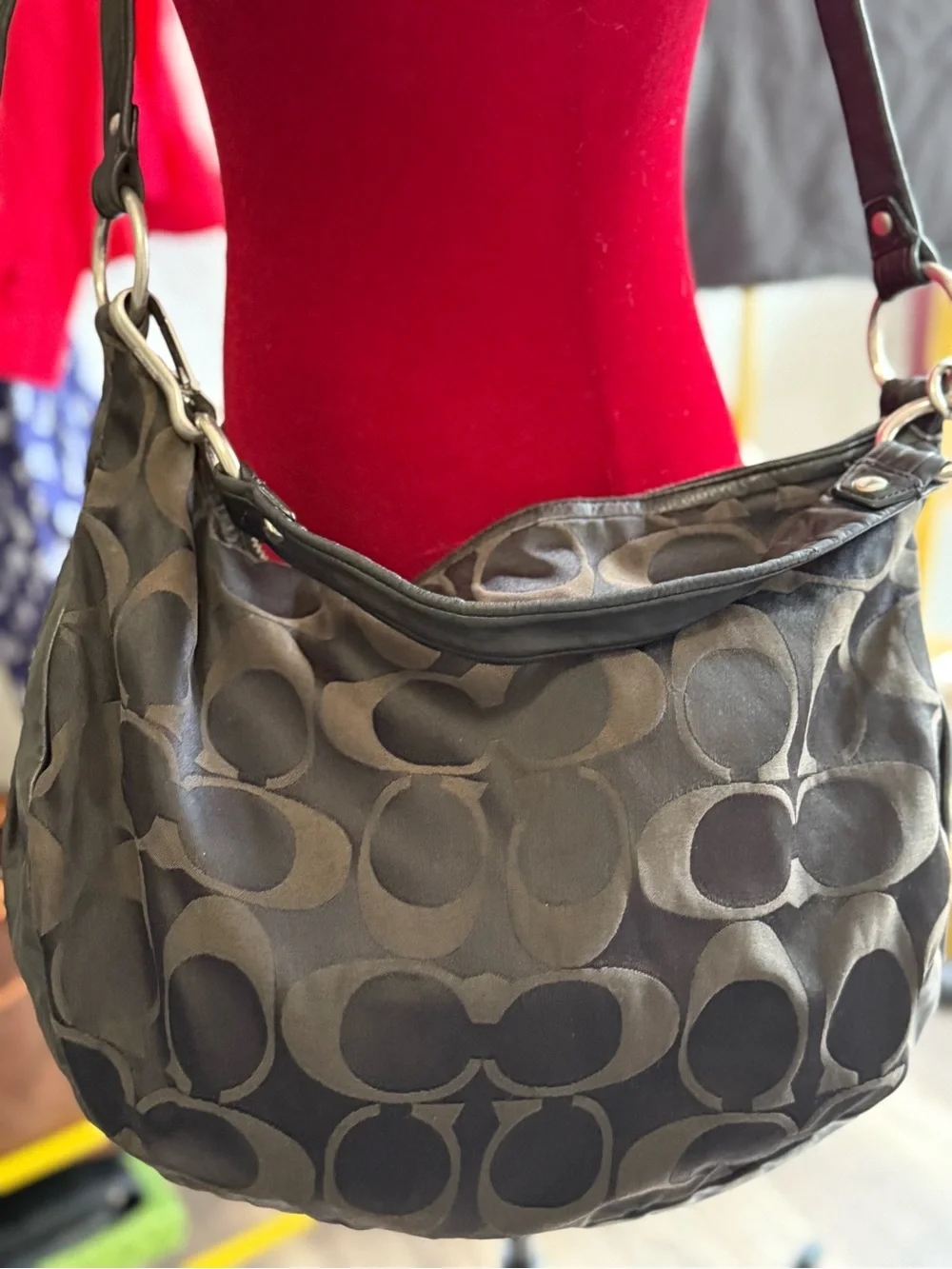 Coach Ali signature Hobo bag in black signature jacquard 2008